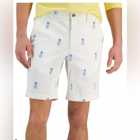 CLUB ROOM NWT‎ PINEAPPLE PRINT CLASSIC PRINT CHINO SHORTS SIZE 38 - Picture 1 of 6